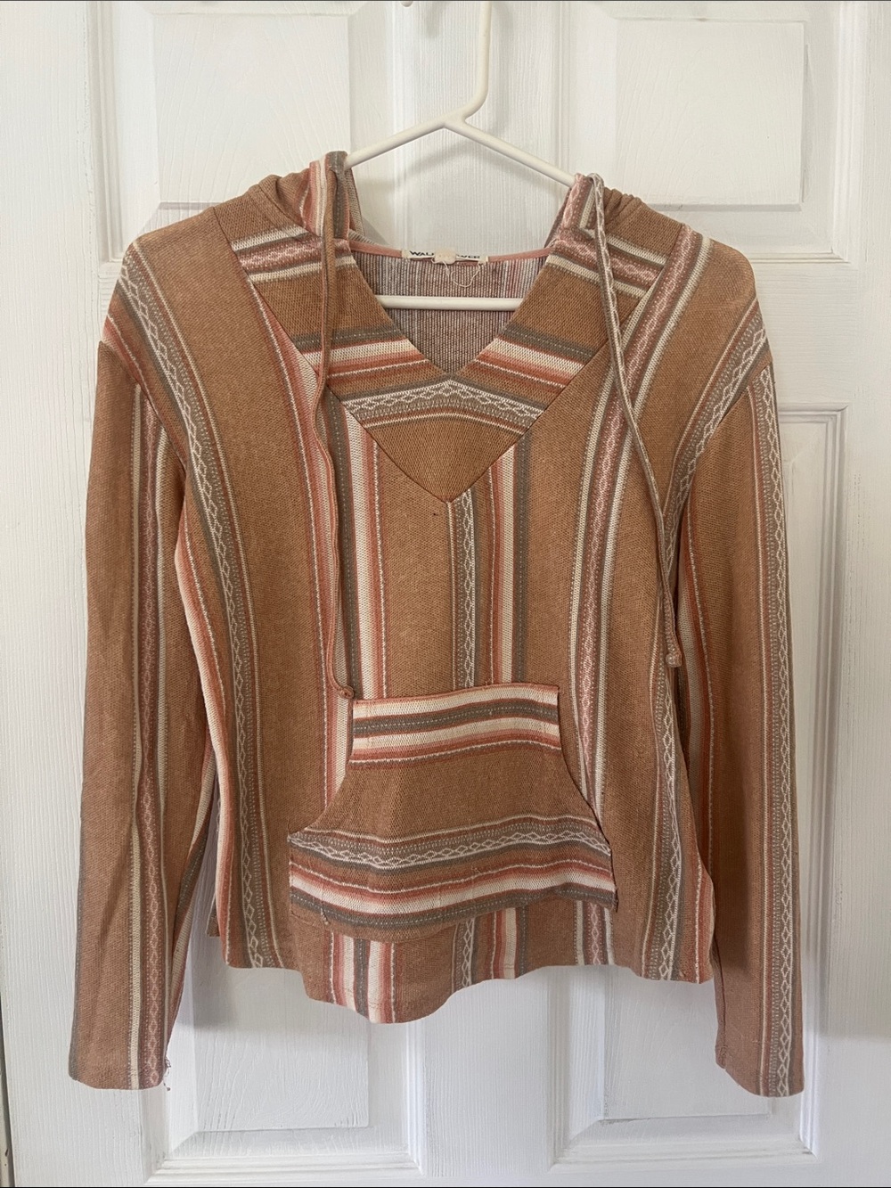 Striped Hooded Baja Pullover - Rust & Blush